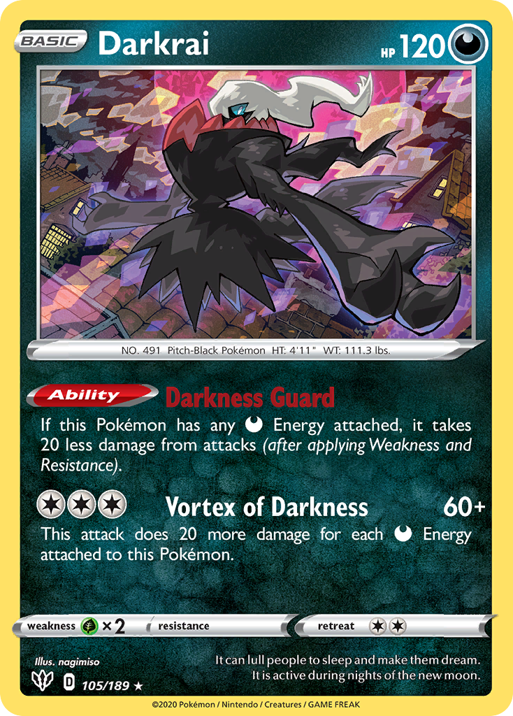 Darkrai (105/189) (Cosmos Holo) [Sword & Shield: Darkness Ablaze] - The Mythic Store | 24h Order Processing