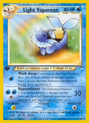 Light Vaporeon (52/105) [Neo Destiny 1st Edition] - The Mythic Store | 24h Order Processing