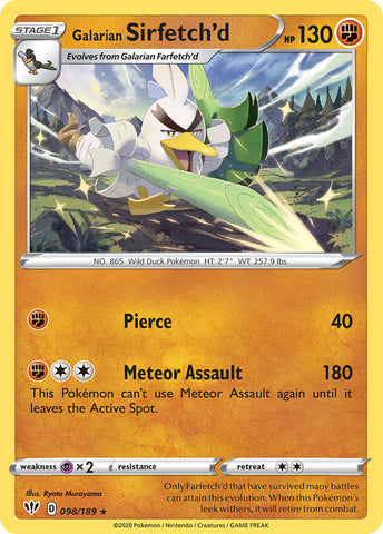 Galarian Sirfetch'd (098/189) (Cracked Ice holo) (Theme Deck Exclusive) [Sword & Shield: Darkness Ablaze] - The Mythic Store | 24h Order Processing