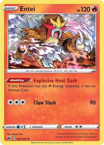 Entei (021/159) [Sword & Shield: Crown Zenith] - The Mythic Store | 24h Order Processing