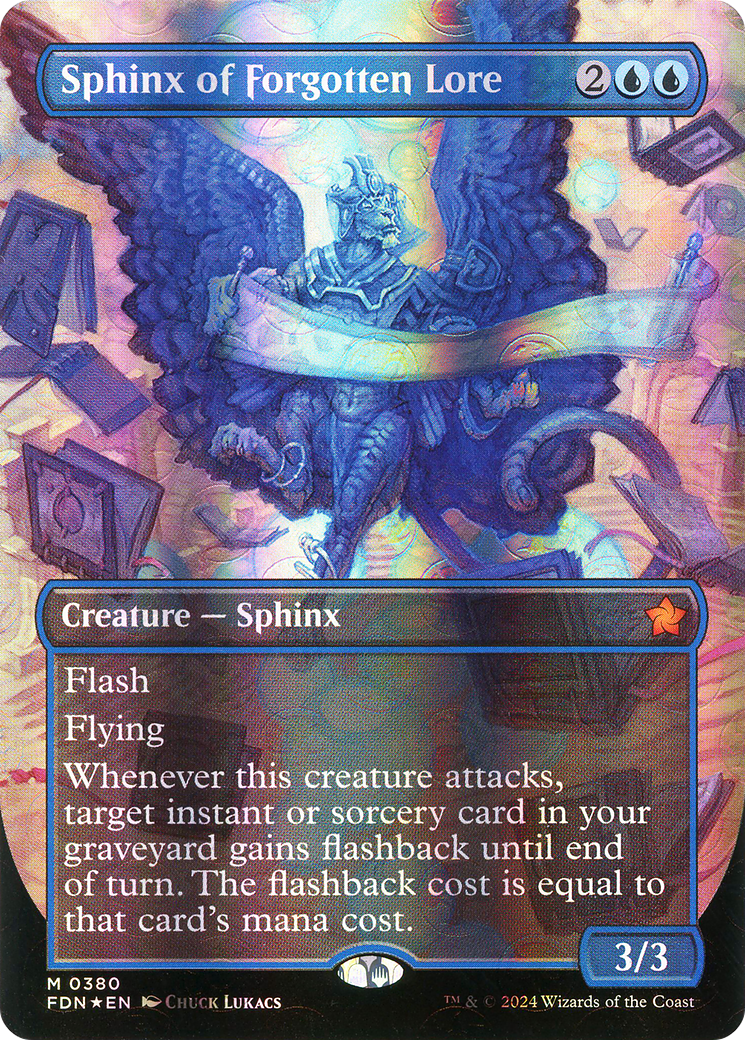 Sphinx of Forgotten Lore (Borderless) (Mana Foil) [Foundations] - The Mythic Store | 24h Order Processing