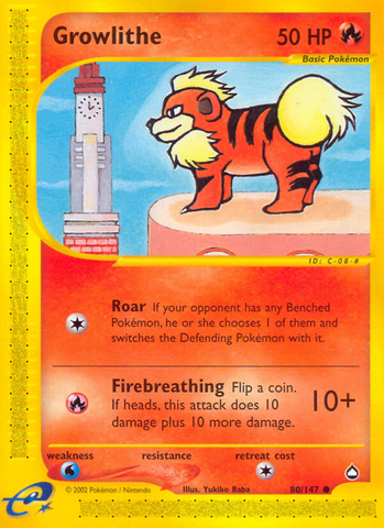Growlithe (80/147) [Aquapolis] - The Mythic Store | 24h Order Processing