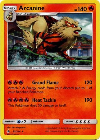 Arcanine (22/214) (Cosmos Holo) [Sun & Moon: Unbroken Bonds] - The Mythic Store | 24h Order Processing