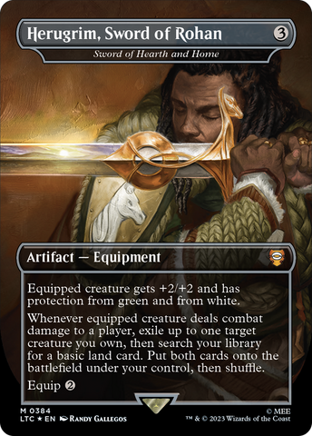 Herugrim, Sword of Rohan - Sword of Hearth and Home (Borderless) (Surge Foil Realms and Relics) [The Lord of the Rings: Tales of Middle-Earth Commander] - The Mythic Store | 24h Order Processing