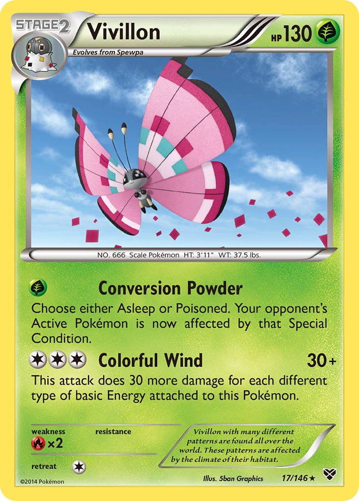 Vivillon (17/146) (Meadow Form/Pink Wings) [XY: Base Set] - The Mythic Store | 24h Order Processing