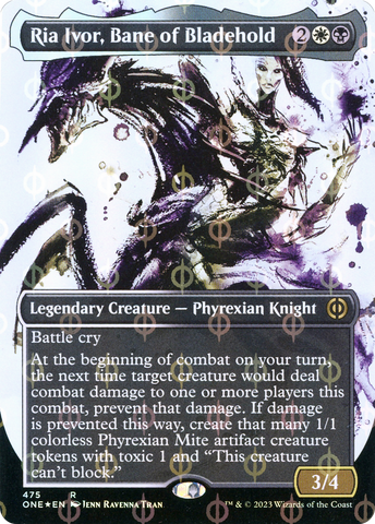 Ria Ivor, Bane of Bladehold (Borderless Ichor Step-and-Compleat Foil) [Phyrexia: All Will Be One] - The Mythic Store | 24h Order Processing