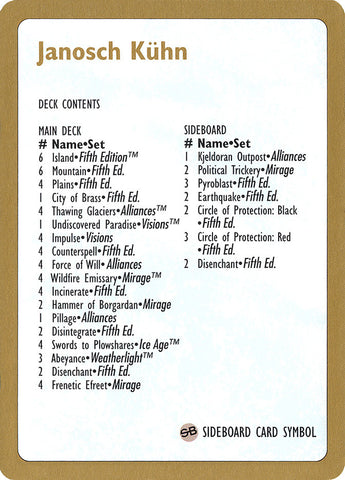 Janosch Kuhn Decklist 1997 [World Championship Decks 1997] - The Mythic Store | 24h Order Processing