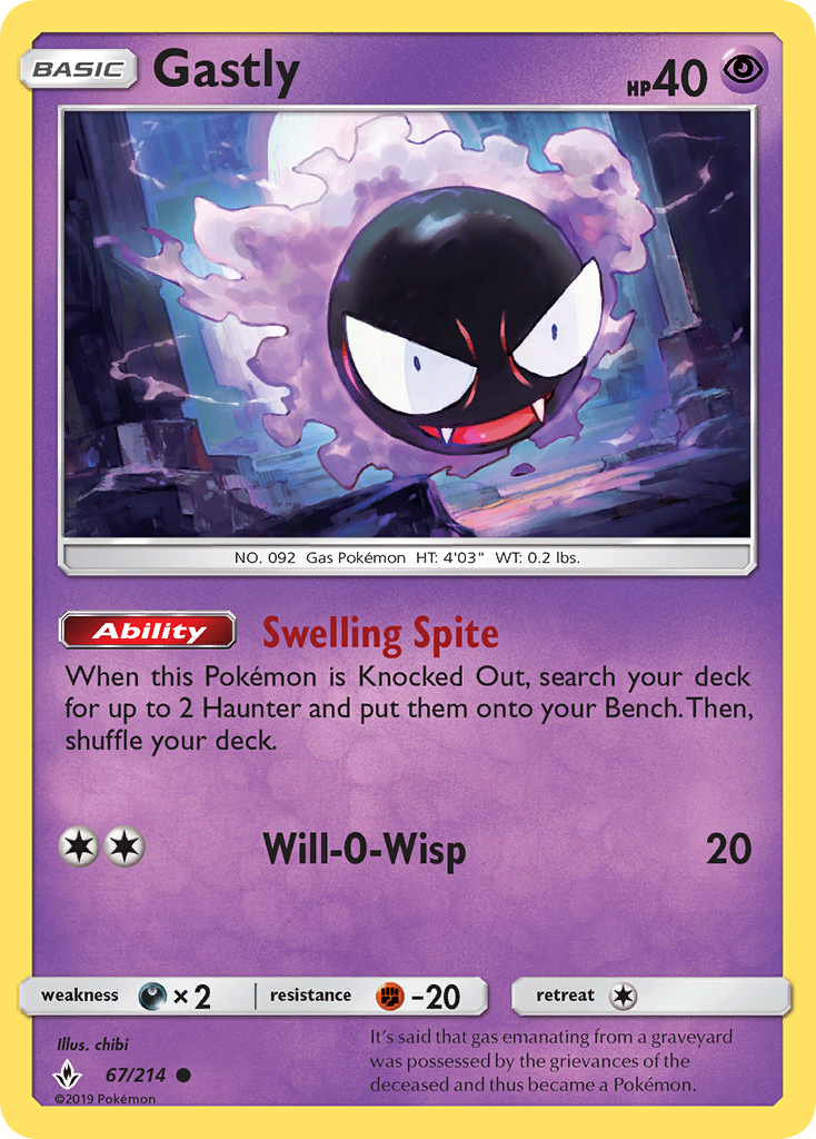 Gastly (67/214) [Sun & Moon: Unbroken Bonds] - The Mythic Store | 24h Order Processing