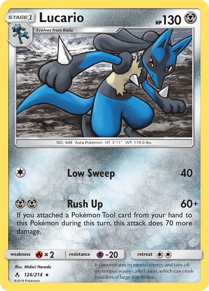 Lucario (126/214) [Sun & Moon: Unbroken Bonds] - The Mythic Store | 24h Order Processing