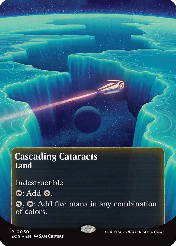 Cascading Cataracts Art Card (50/54) (Gold-Stamped Signature) [Edge of Eternities Art Series] - The Mythic Store | 24h Order Processing