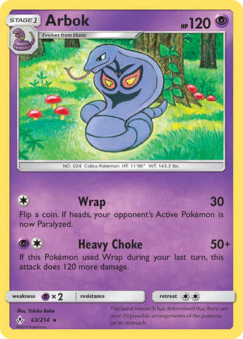 Arbok (63/214) [Sun & Moon: Unbroken Bonds] - The Mythic Store | 24h Order Processing