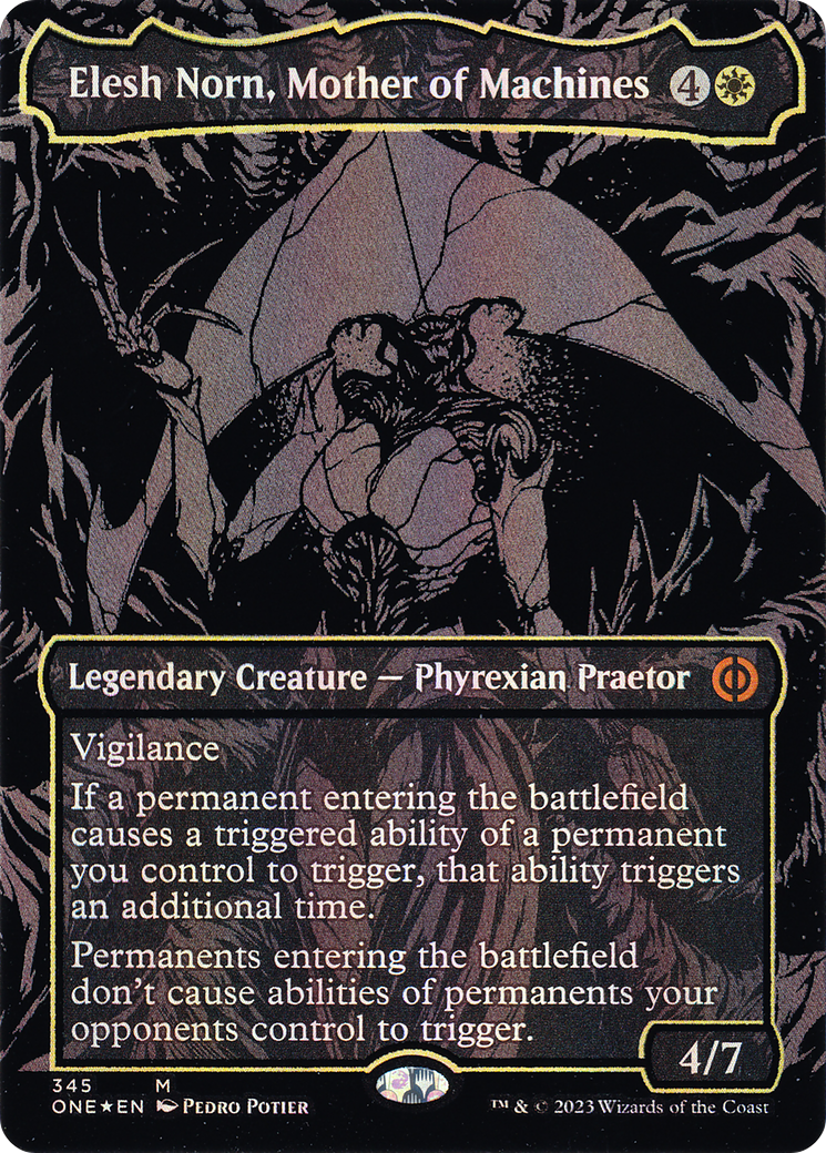 Elesh Norn, Mother of Machines (Oil Slick Raised Foil) [Phyrexia: All Will Be One] - The Mythic Store | 24h Order Processing