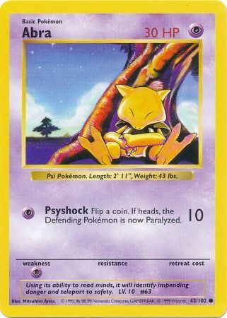 Abra (43/102) [Base Set Shadowless Unlimited] - The Mythic Store | 24h Order Processing