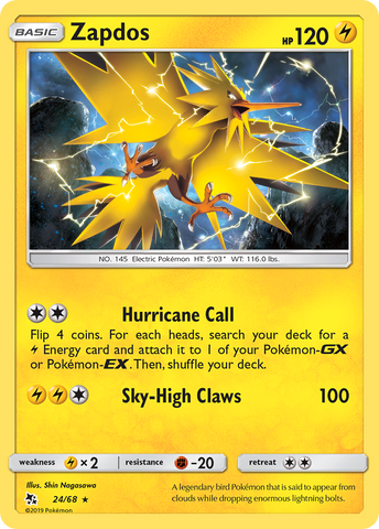 Zapdos (24/68) [Sun & Moon: Hidden Fates] - The Mythic Store | 24h Order Processing