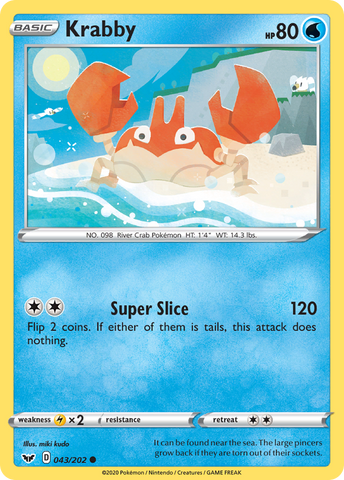 Krabby (043/202) [Sword & Shield: Base Set] - The Mythic Store | 24h Order Processing