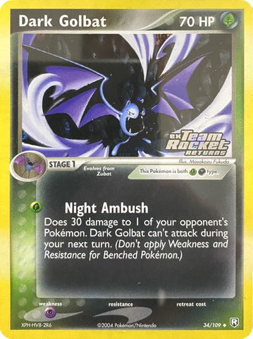 Dark Golbat (34/109) (Stamped) [EX: Team Rocket Returns] - The Mythic Store | 24h Order Processing
