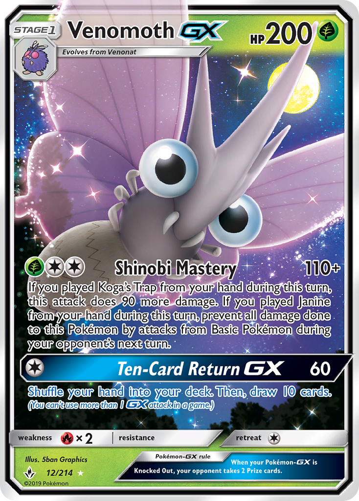 Venomoth GX (12/214) [Sun & Moon: Unbroken Bonds] - The Mythic Store | 24h Order Processing
