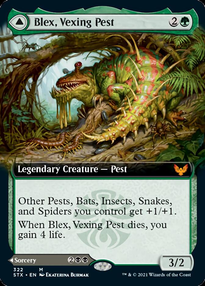 Blex, Vexing Pest // Search for Blex (Extended Art) [Strixhaven: School of Mages] - The Mythic Store | 24h Order Processing