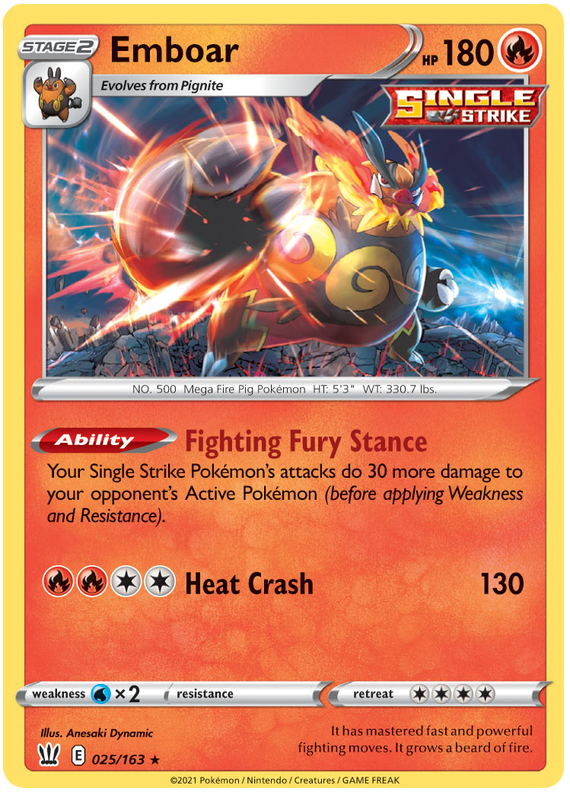 Emboar (025/163) [Sword & Shield: Battle Styles] - The Mythic Store | 24h Order Processing