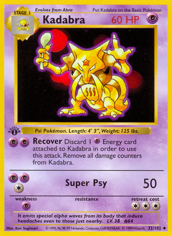 Kadabra (32/102) (Shadowless) [Base Set 1st Edition] - The Mythic Store | 24h Order Processing