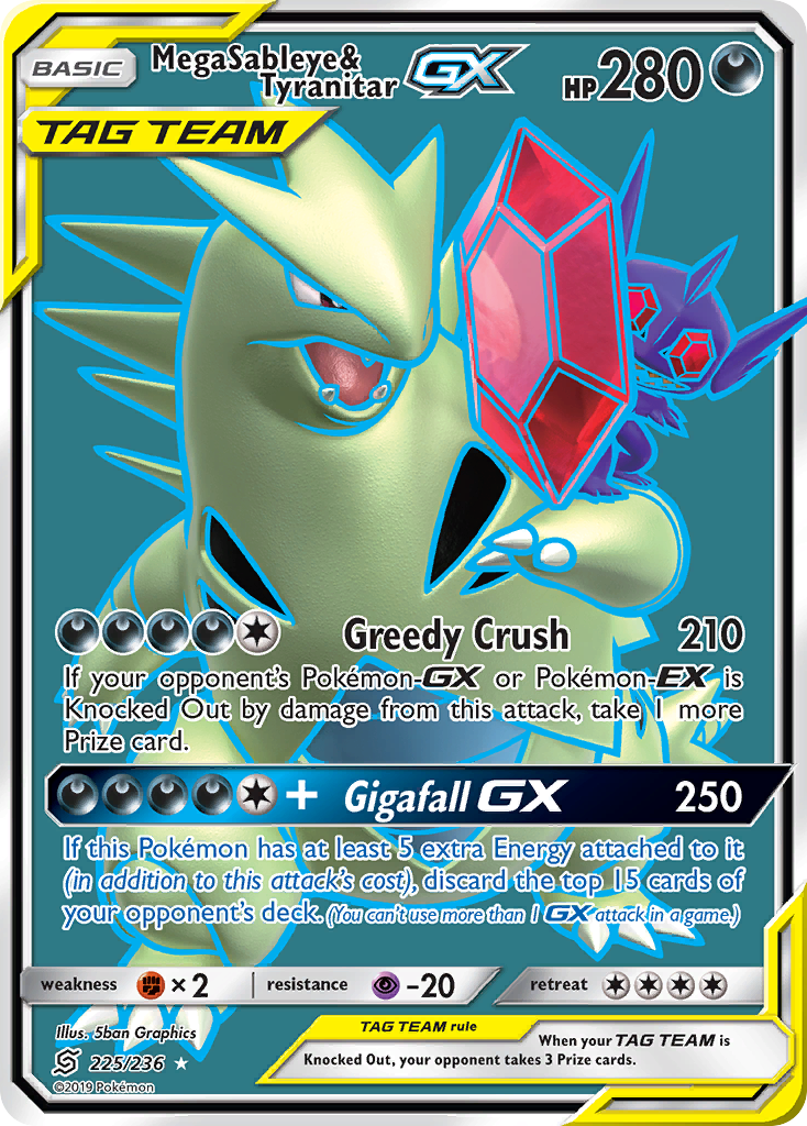 Mega Sableye & Tyranitar GX (225/236) [Sun & Moon: Unified Minds] - The Mythic Store | 24h Order Processing