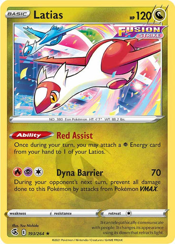 Latias (193/264) [Sword & Shield: Fusion Strike] - The Mythic Store | 24h Order Processing
