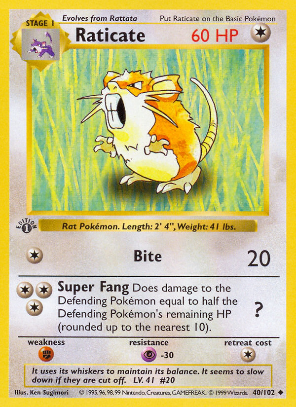 Raticate (40/102) (Shadowless) [Base Set 1st Edition] - The Mythic Store | 24h Order Processing