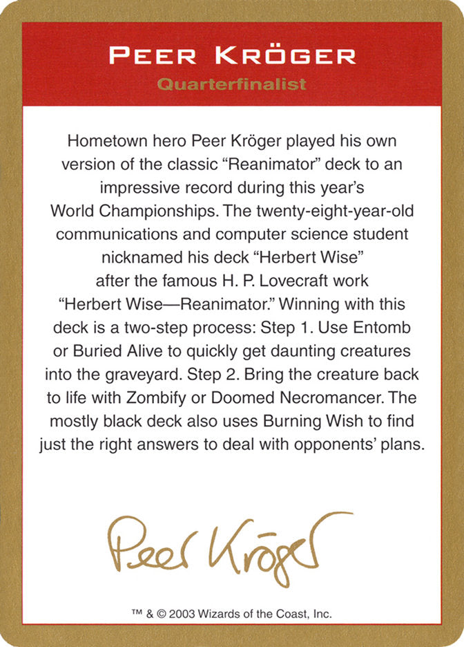 Peer Kroger Bio [World Championship Decks 2003] - The Mythic Store | 24h Order Processing