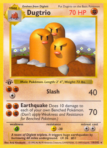 Dugtrio (19/102) (Shadowless) [Base Set 1st Edition] - The Mythic Store | 24h Order Processing