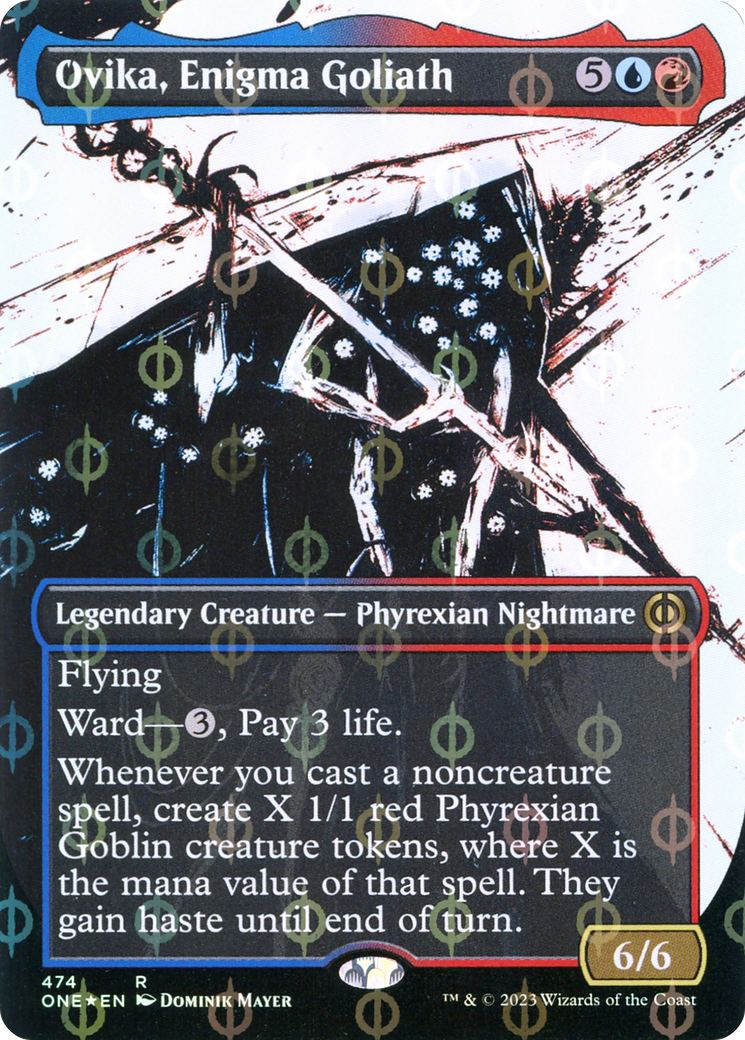 Ovika, Enigma Goliath (Borderless Ichor Step-and-Compleat Foil) [Phyrexia: All Will Be One] - The Mythic Store | 24h Order Processing