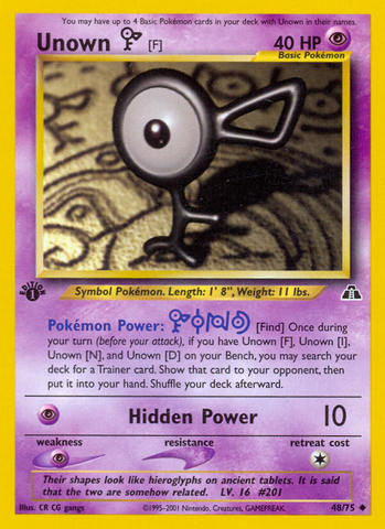 Unown [F] (48/75) [Neo Discovery 1st Edition] - The Mythic Store | 24h Order Processing