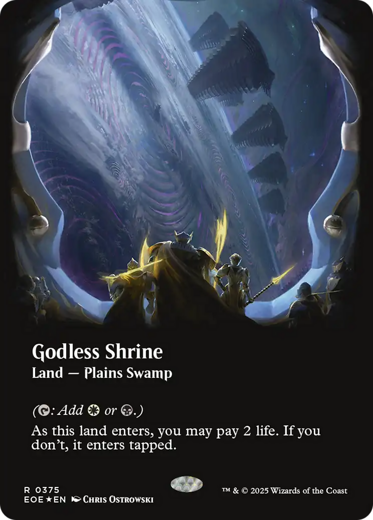 Godless Shrine (Borderless) (Galaxy Foil) [Edge of Eternities] - The Mythic Store | 24h Order Processing