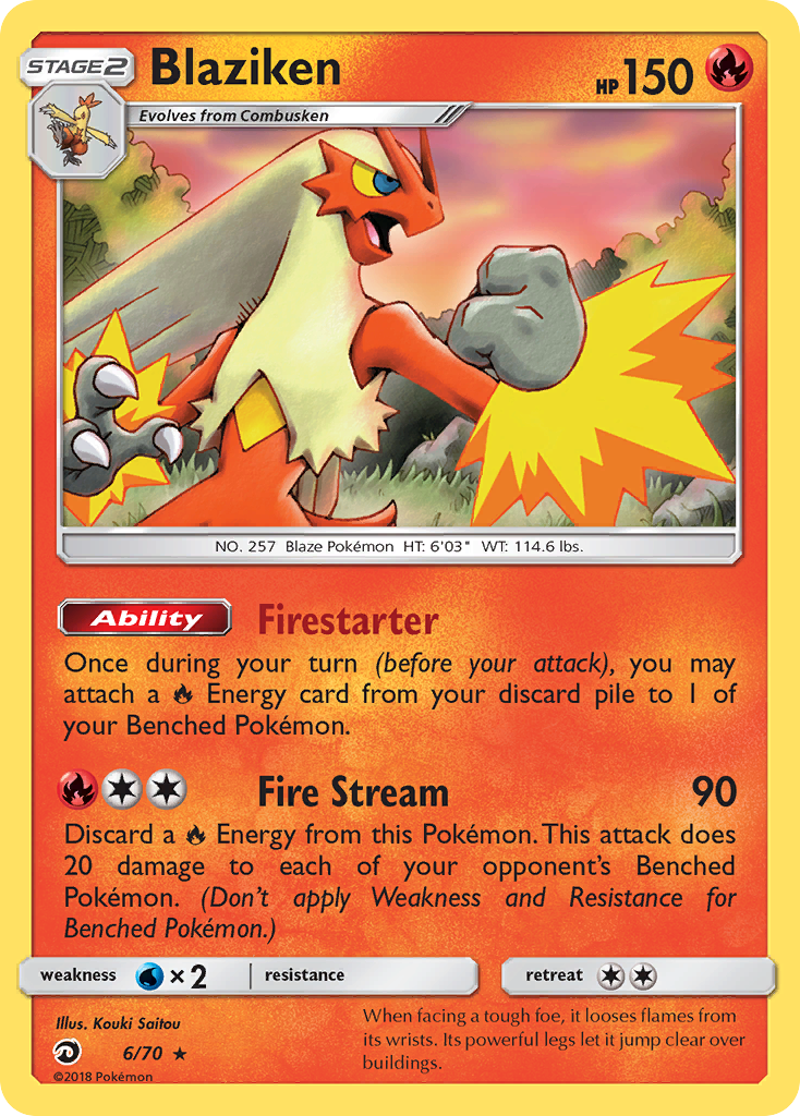Blaziken (6/70) [Sun & Moon: Dragon Majesty] - The Mythic Store | 24h Order Processing