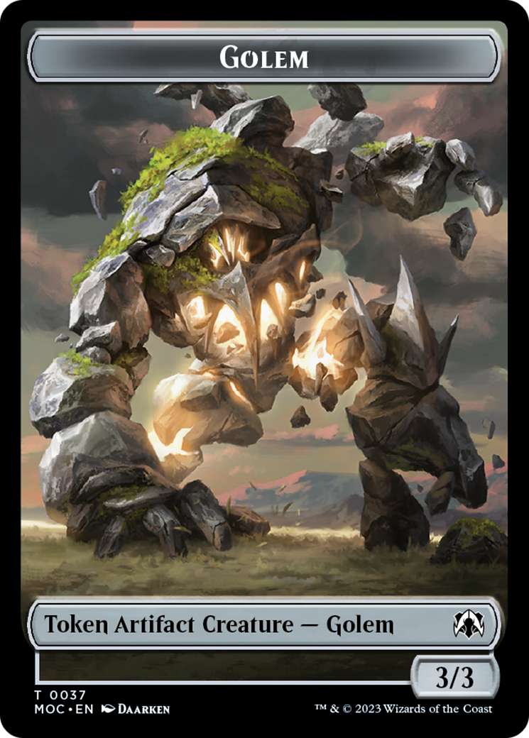 Golem // Clue Double-Sided Token [March of the Machine Commander Tokens] - The Mythic Store | 24h Order Processing