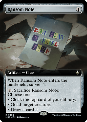 Ransom Note (0358) (Extended Art) [Murders at Karlov Manor Commander] - The Mythic Store | 24h Order Processing