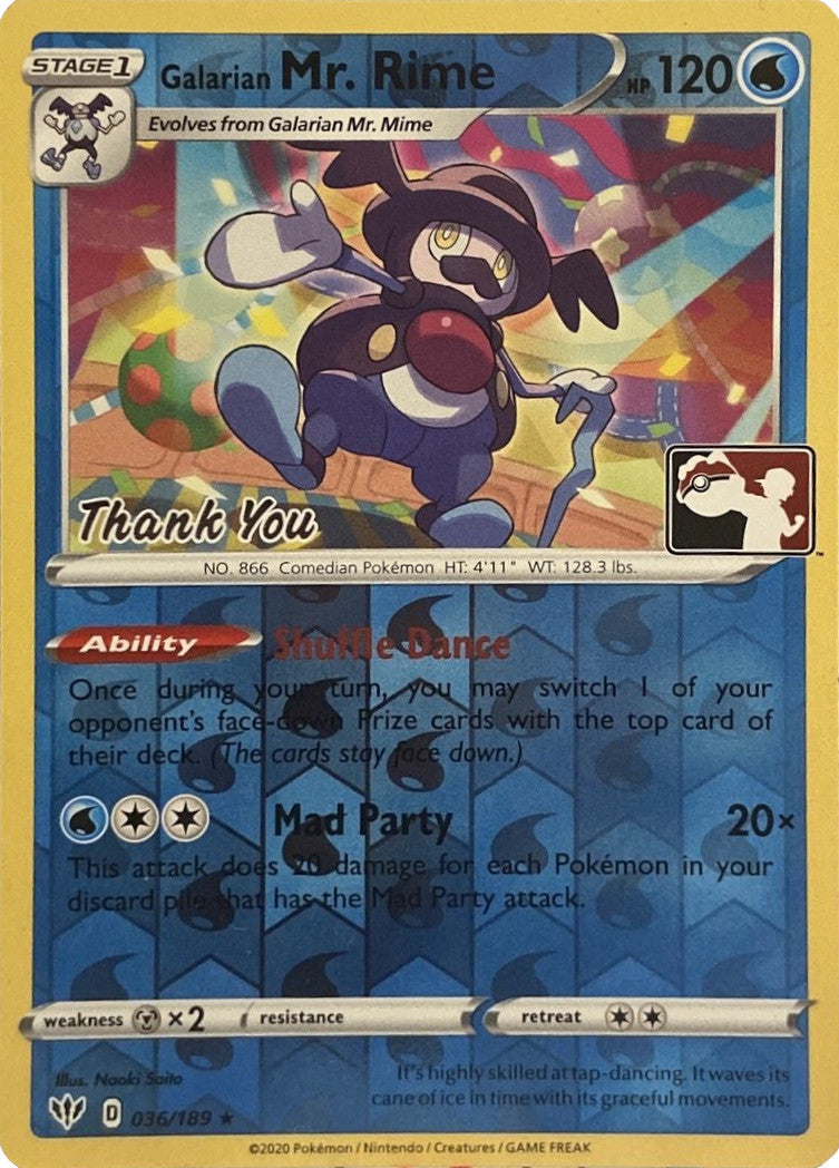 Galarian Mr. Rime (036/189) (Thank You Promo) [Sword & Shield: Darkness Ablaze] - The Mythic Store | 24h Order Processing
