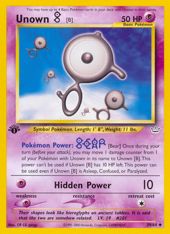 Unown [B] (39/64) [Neo Revelation 1st Edition] - The Mythic Store | 24h Order Processing