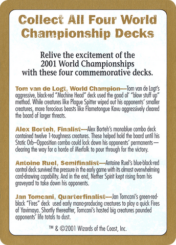 2001 World Championships Ad [World Championship Decks 2001] - The Mythic Store | 24h Order Processing