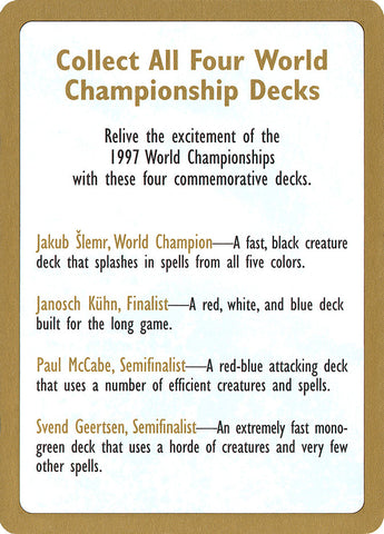 1997 World Championships Ad [World Championship Decks 1997] - The Mythic Store | 24h Order Processing