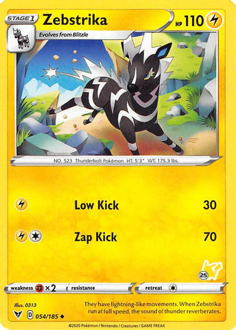 Zebstrika (054/185) (Pikachu Stamp #25) [Battle Academy 2022] - The Mythic Store | 24h Order Processing