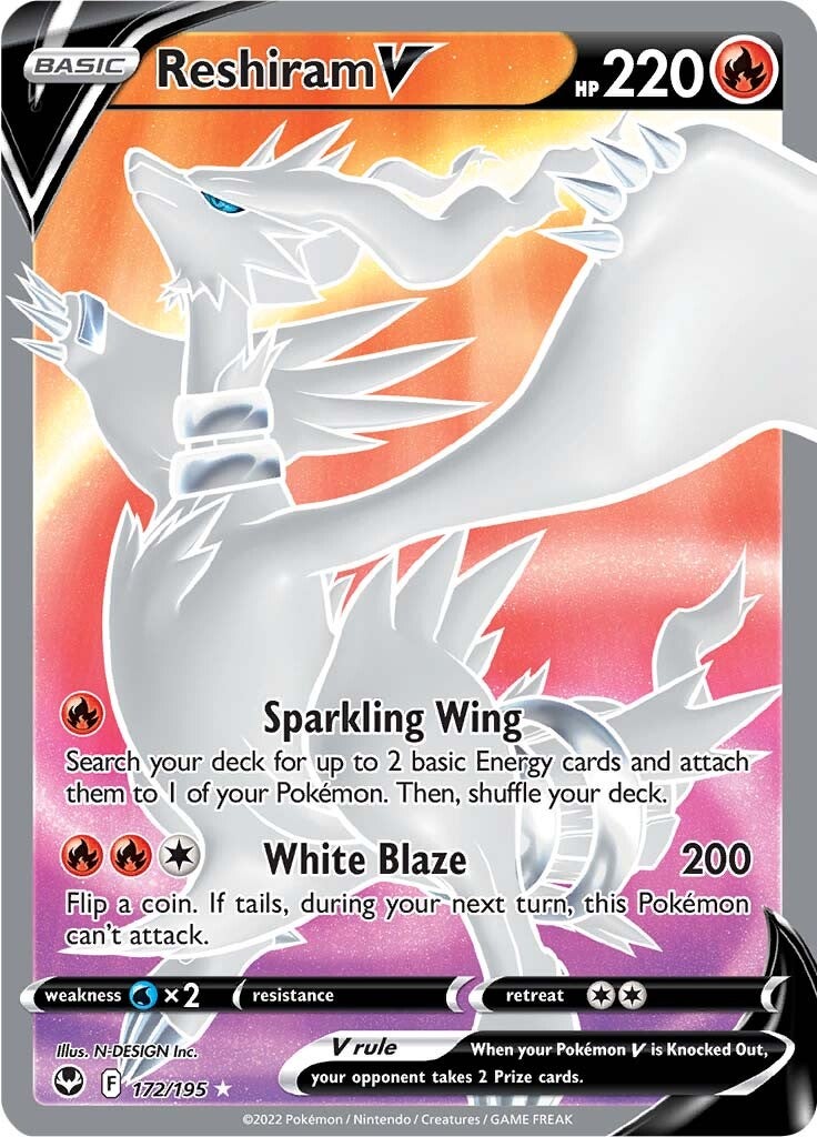 Reshiram V (172/195) [Sword & Shield: Silver Tempest] - The Mythic Store | 24h Order Processing