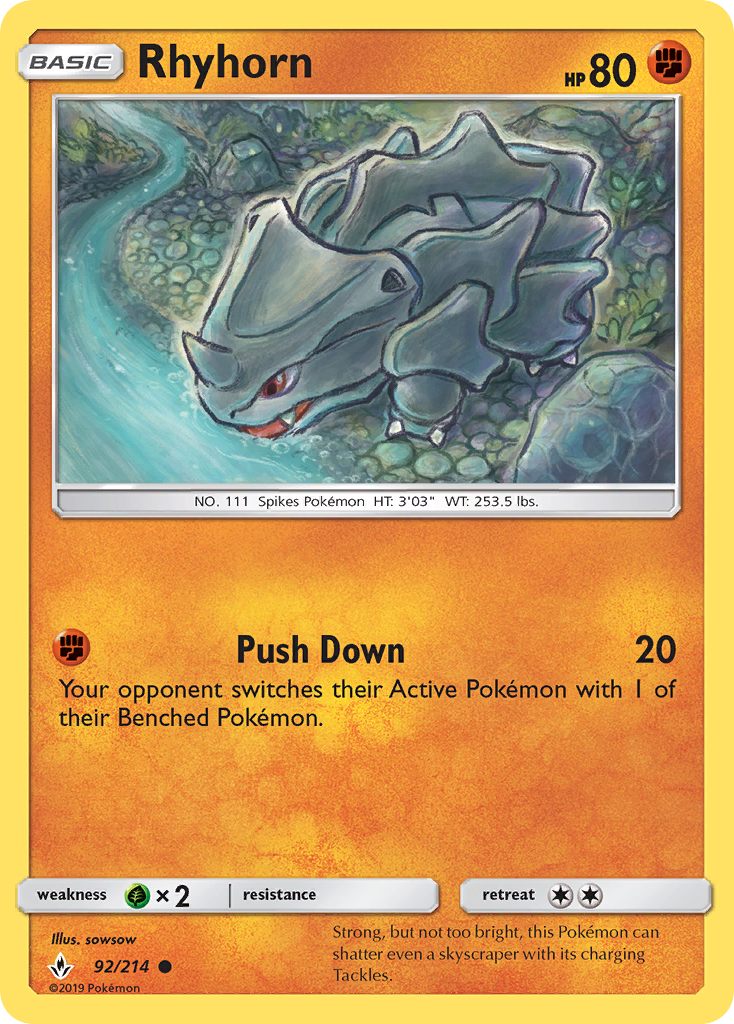 Rhyhorn (92/214) [Sun & Moon: Unbroken Bonds] - The Mythic Store | 24h Order Processing