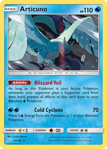 Articuno (32/181) [Sun & Moon: Team Up] - The Mythic Store | 24h Order Processing