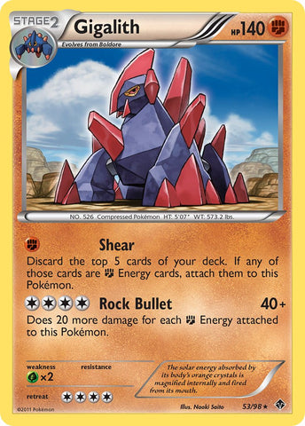 Gigalith (53/98) (Cracked Ice Holo) (Blister Exclusive) [Black & White: Emerging Powers] - The Mythic Store | 24h Order Processing