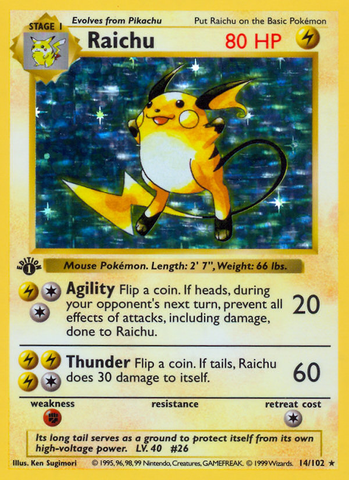 Raichu (14/102) (Shadowless) [Base Set 1st Edition] - The Mythic Store | 24h Order Processing