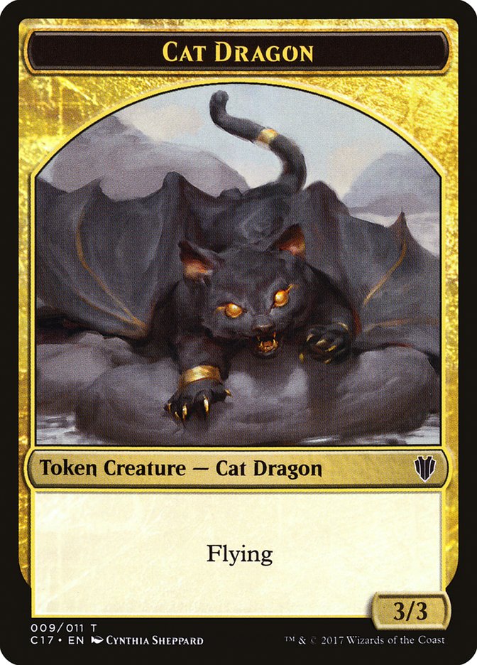 Gold // Cat Dragon Double-Sided Token [Commander 2017 Tokens] - The Mythic Store | 24h Order Processing