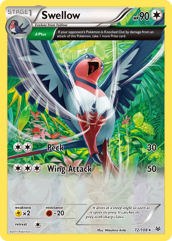 Swellow (72/108) (Theme Deck Exclusive) [XY: Roaring Skies] - The Mythic Store | 24h Order Processing