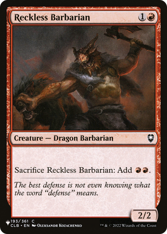 Reckless Barbarian [The List] - The Mythic Store | 24h Order Processing
