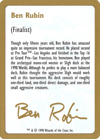 Ben Rubin Bio [World Championship Decks 1998] - The Mythic Store | 24h Order Processing