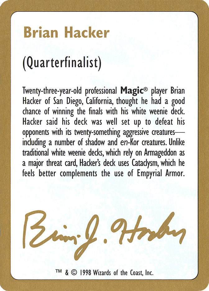 Brian Hacker Bio [World Championship Decks 1998] - The Mythic Store | 24h Order Processing